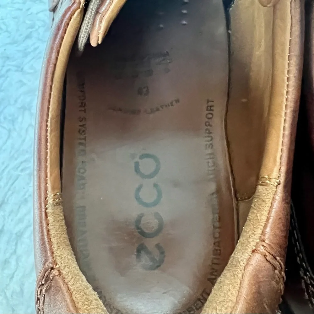 Ecco Brown Leather Oxford Men’s Comfort Shoes size 43 US 10